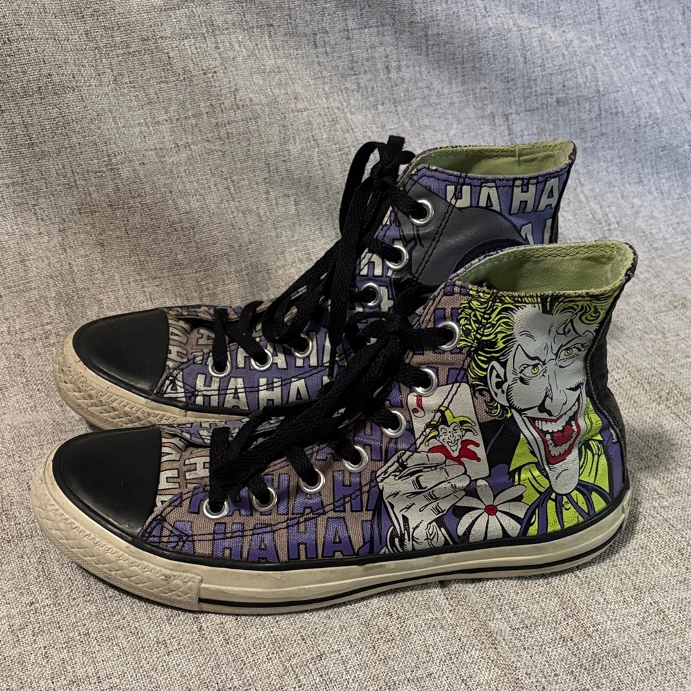Converse Batman and Joker Comic Book Graphics High Top Lace-Up Sneakers